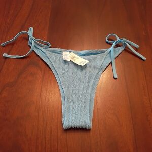 NWT Aerie Light Blue Ruffles Shimmer Women's Cheekiest Bikini Bottoms